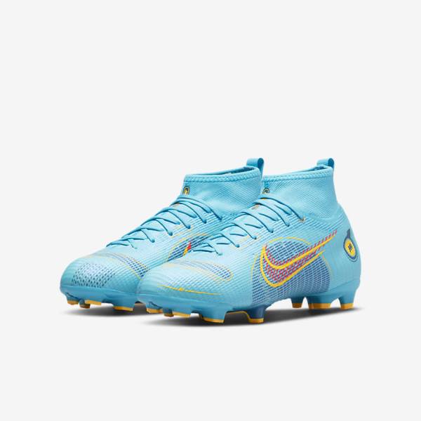 Nike Jr. Mercurial Superfly 8 Pro FG Younger and Older Firm-Grounds Lasten Jalkapallokengät Sininen Oranssi | NK365IPL