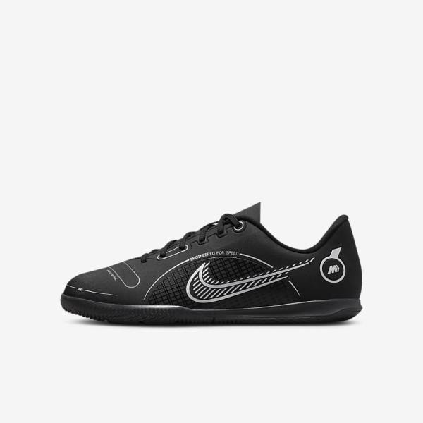 Nike Jr. Mercurial Vapor 14 Club IC Older Indoor Court Lasten Jalkapallokengät Mustat Harmaat Metal Hopea | NK153IZO