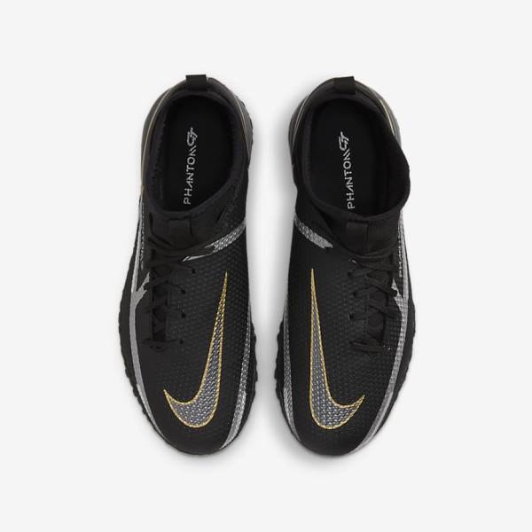 Nike Jr. Phantom GT2 Academy Dynamic Fit TF Older Turf Lasten Jalkapallokengät Mustat Metal Kultaiset Tummanharmaat Metal Tummanharmaat | NK370GRA