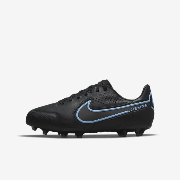 Nike Jr. Tiempo Legend 9 Pro FG Older Firm-Ground Lasten Jalkapallokengät Mustat Harmaat | NK980ORY