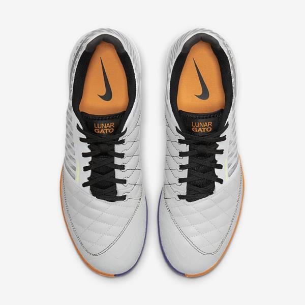 Nike Lunar Gato II IC Indoor Court Miesten Jalkapallokengät Valkoinen Keltainen Mustat | NK179DAO