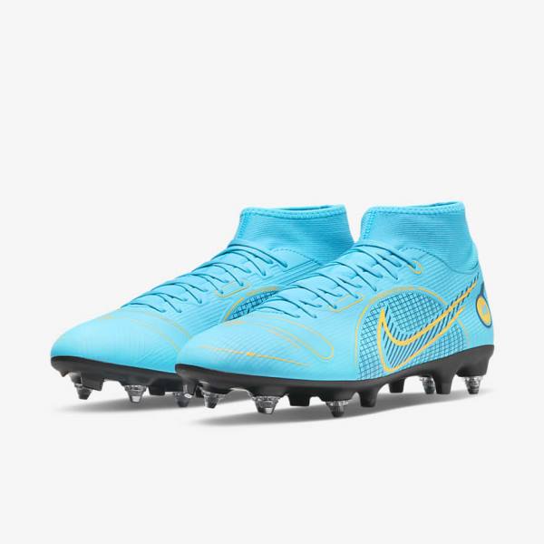 Nike Mercurial Superfly 8 Academy SG-PRO Anti-Clog Traction Soft-Grounds Naisten Jalkapallokengät Sininen Oranssi | NK056VGU