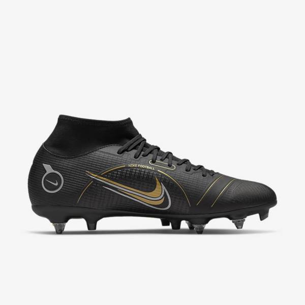 Nike Mercurial Superfly 8 Academy SG-PRO Anti-Clog Traction Soft-Grounds Naisten Jalkapallokengät Mustat Metal Hopea Harmaat Metal Kultaiset | NK124TOS