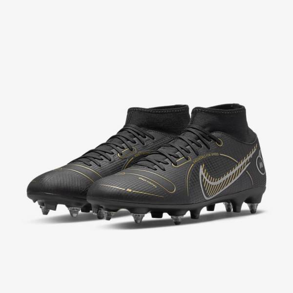 Nike Mercurial Superfly 8 Academy SG-PRO Anti-Clog Traction Soft-Grounds Naisten Jalkapallokengät Mustat Metal Hopea Harmaat Metal Kultaiset | NK124TOS