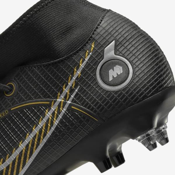 Nike Mercurial Superfly 8 Academy SG-PRO Anti-Clog Traction Soft-Grounds Naisten Jalkapallokengät Mustat Metal Hopea Harmaat Metal Kultaiset | NK124TOS