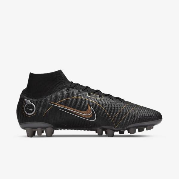 Nike Mercurial Superfly 8 Elite AG Artificial-Grasss Naisten Jalkapallokengät Mustat Metal Hopea Harmaat Metal Kultaiset | NK610ONW