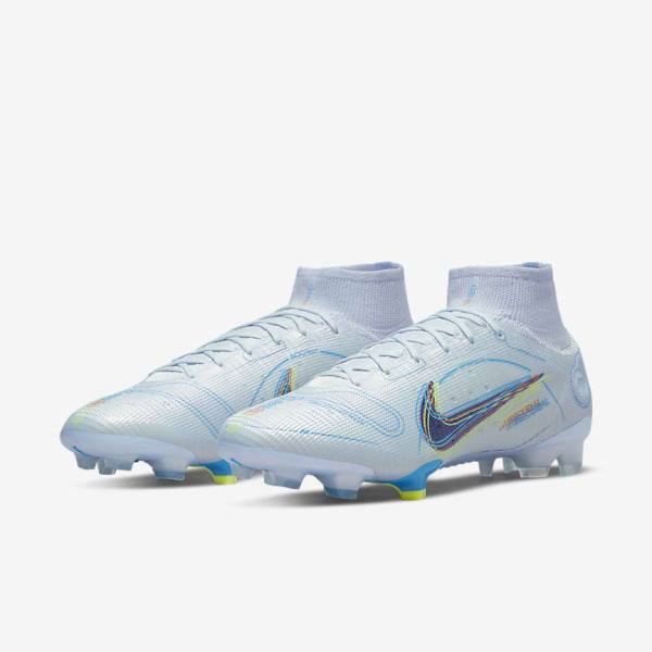 Nike Mercurial Superfly 8 Elite FG Firm-Grounds Miesten Jalkapallokengät Harmaat Vaaleansininen Sininen | NK452OFZ