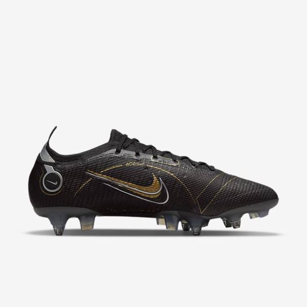 Nike Mercurial Vapor 14 Elite SG-PRO Anti-Clog Traction Soft-Grounds Miesten Jalkapallokengät Mustat Metal Hopea Harmaat Metal Kultaiset | NK589FGE