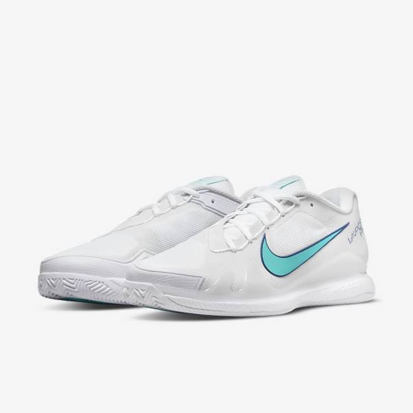 Nike NikeCourt Air Zoom Vapor Pro Clay Court Miesten Tenniskengät Valkoinen Vaaleanbeige Kuninkaallinen Sininen Sininen Turkoosi | NK816WNL