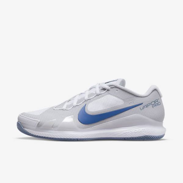 Nike NikeCourt Air Zoom Vapor Pro Hard-Court Miesten Tenniskengät Valkoinen Harmaat Laivastonsininen | NK312ZQN