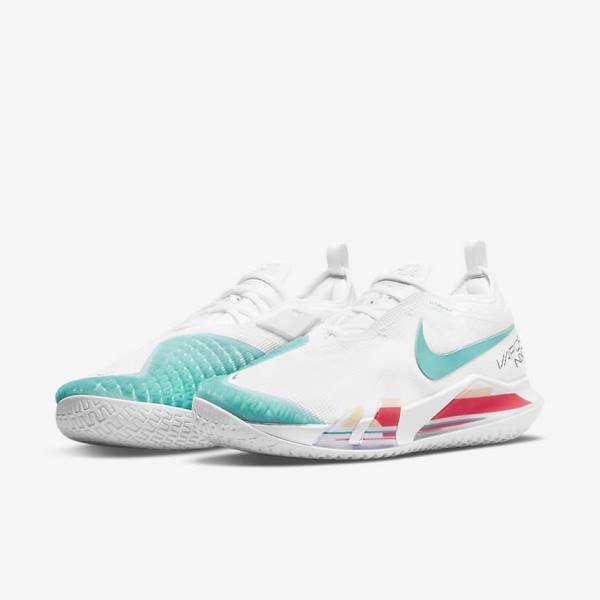 Nike NikeCourt React Vapor NXT Hard-Court Miesten Tenniskengät Valkoinen Punainen Viininpunainen Turkoosi | NK108JYH