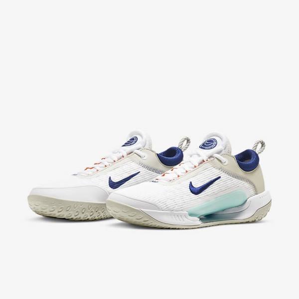 Nike NikeCourt Zoom NXT Hard Court Miesten Tenniskengät Valkoinen Vaaleanbeige Turkoosi Kuninkaallinen Sininen Sininen | NK983HWN