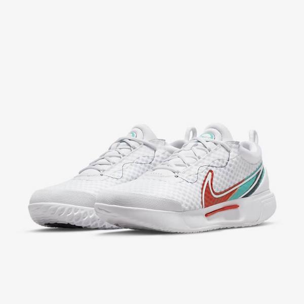 Nike NikeCourt Zoom Pro Hard Court Miesten Tenniskengät Valkoinen Punainen Viininpunainen Turkoosi | NK783XQO