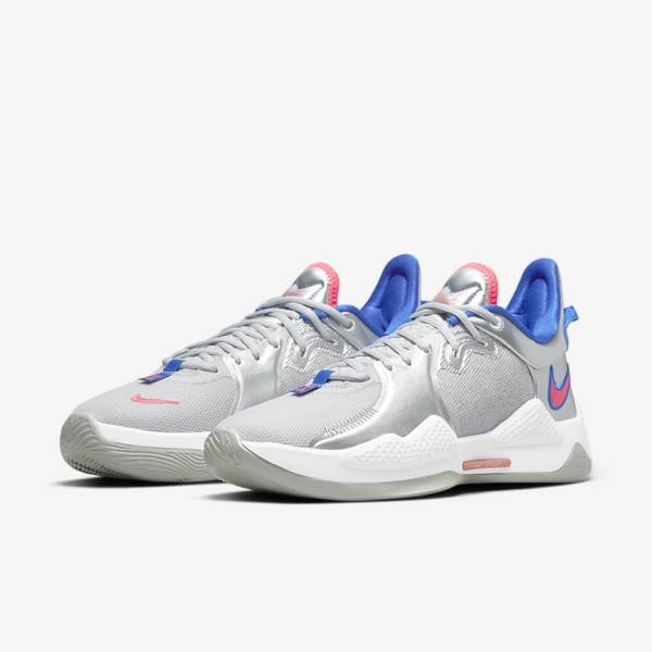 Nike PG 5 Miesten Koripallokengät Metal Hopea Kuninkaallinen Sininen Punainen | NK836IQB