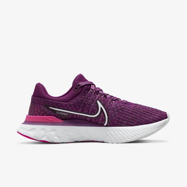 Nike React Infinity Run Flyknit 3 Maantie Naisten Juoksukengät Vaaleanviininpunainen Pinkki Valkoinen | NK298PMR