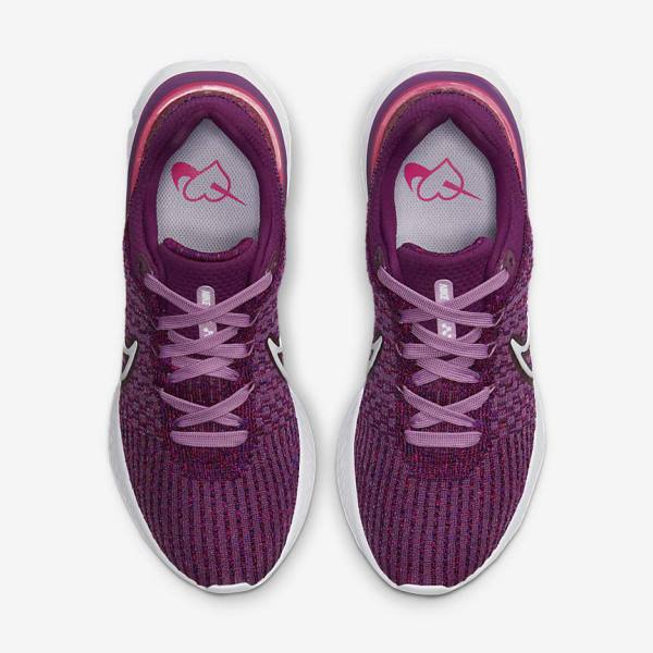 Nike React Infinity Run Flyknit 3 Maantie Naisten Juoksukengät Vaaleanviininpunainen Pinkki Valkoinen | NK298PMR