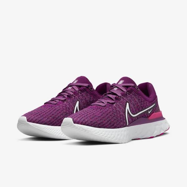 Nike React Infinity Run Flyknit 3 Maantie Naisten Juoksukengät Vaaleanviininpunainen Pinkki Valkoinen | NK298PMR