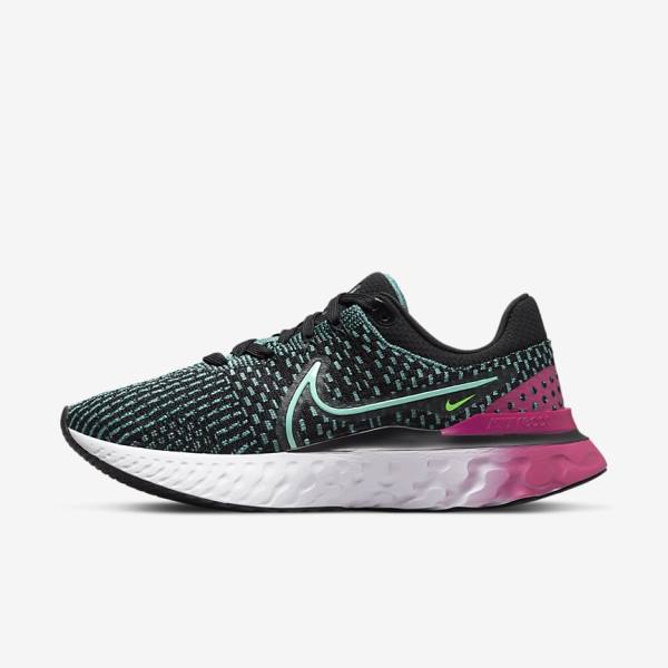 Nike React Infinity Run Flyknit 3 Maantie Naisten Juoksukengät Mustat Pinkki Turkoosi Turkoosi | NK358OMV