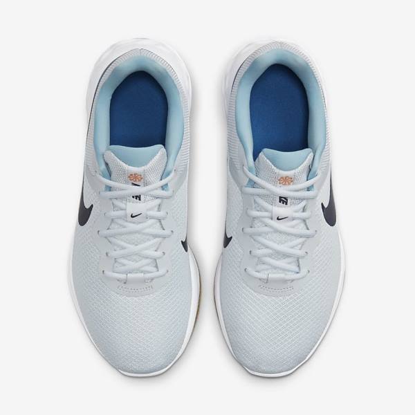 Nike Revolution 6 (Extra Leveät) Miesten Juoksukengät Platina Tummansininen Sininen | NK516TPQ