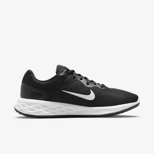 Nike Revolution 6 (Extra Leveät) Miesten Juoksukengät Mustat Harmaat Valkoinen | NK786AHM