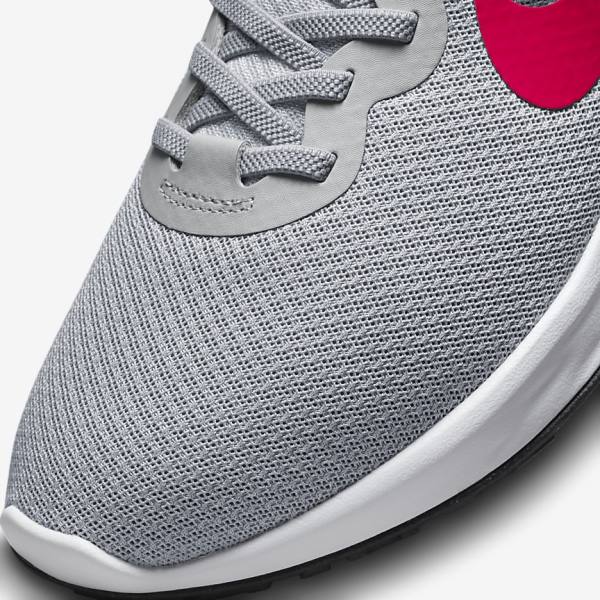 Nike Revolution 6 FlyEase Next Nature Easy On-Off Maantie Miesten Juoksukengät Vaaleanharmaat Tummanharmaat Punainen | NK413ZAO