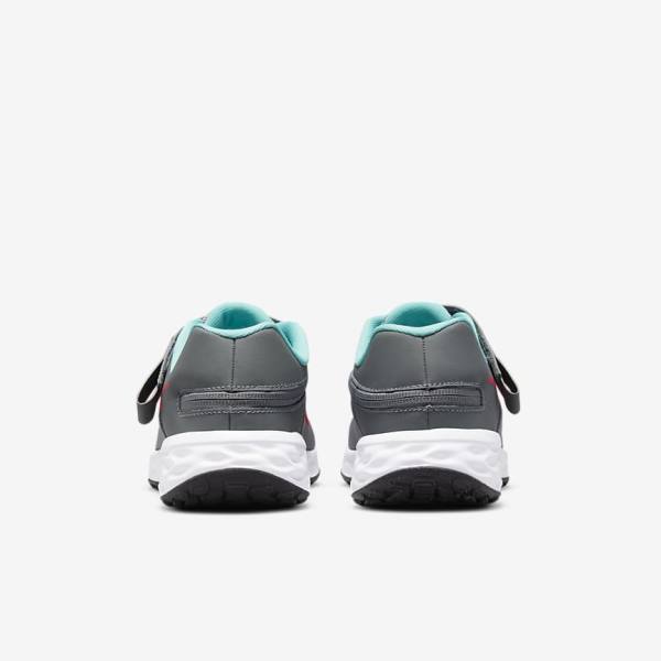 Nike Revolution 6 FlyEase Older Easy On-Off Maantie Lasten Juoksukengät Harmaat Turkoosi Punainen | NK574JTD