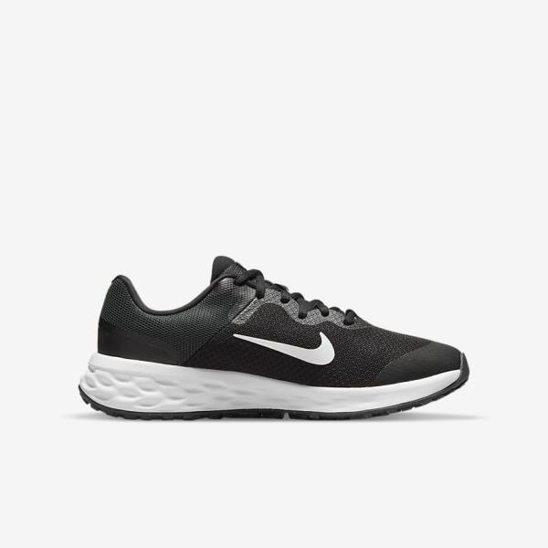 Nike Revolution 6 Older Maantie Lasten Juoksukengät Mustat Tummanharmaat Valkoinen | NK253WOS