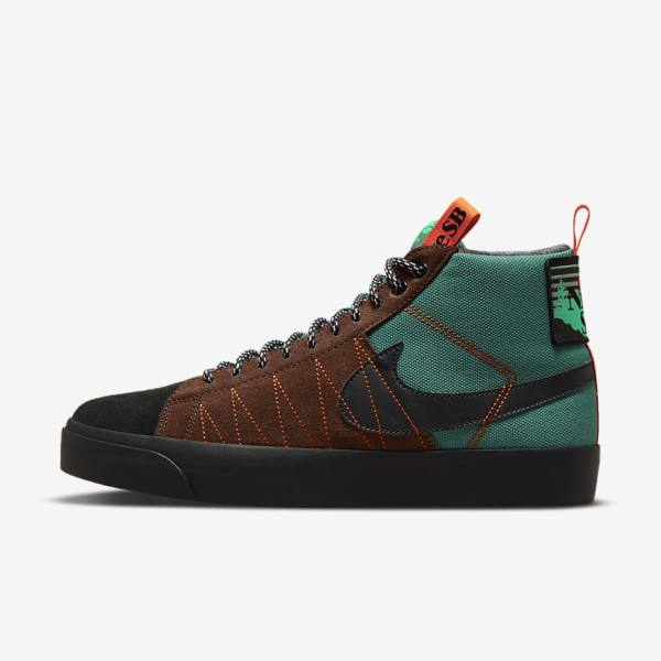 Nike SB Zoom Blazer Mid Premium Naisten Skeittikengät Vihreä Valkoinen Oranssi Mustat | NK937JAE