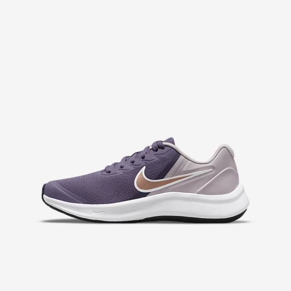 Nike Star Runner 3 Older Maantie Lasten Juoksukengät Violetit Harmaat Metal Punainen Ruskea | NK967KYC