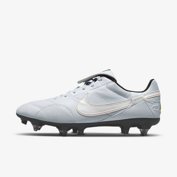 Nike The Premier 3 SG-PRO Anti-Clog Traction Soft-Ground Miesten Jalkapallokengät Platina Mustat Metal Kultaiset Valkoinen | NK074IFZ