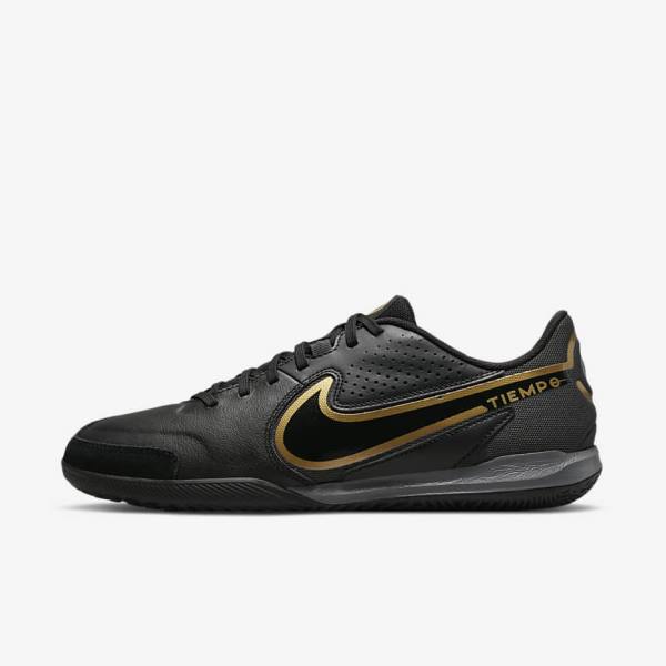 Nike Tiempo Legend 9 Academy IC Indoor-Court Naisten Jalkapallokengät Mustat Tummanharmaat Metal Kultaiset Mustat | NK042RXB