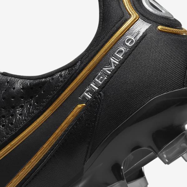 Nike Tiempo Legend 9 Elite FG Firm-Ground Naisten Jalkapallokengät Mustat Tummanharmaat Metal Kultaiset Metal Tummanharmaat | NK209IFN