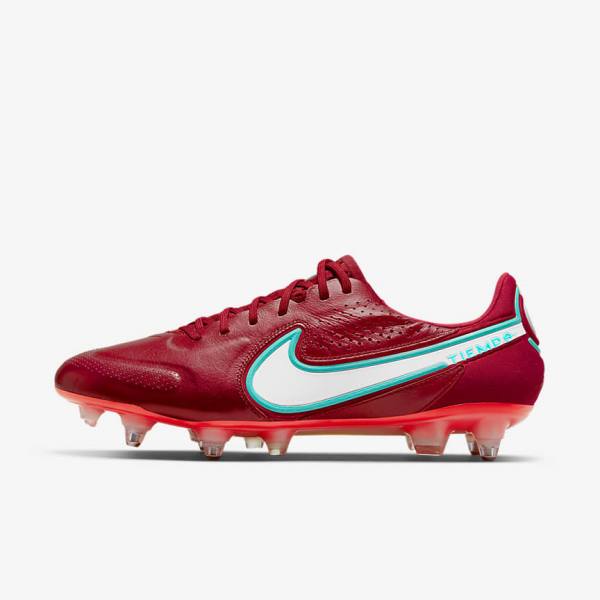 Nike Tiempo Legend 9 Elite SG-Pro AC Soft-Ground Naisten Jalkapallokengät Punainen Vaaleanpunainen Valkoinen | NK106ZSX