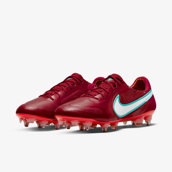 Nike Tiempo Legend 9 Elite SG-Pro AC Soft-Ground Miesten Jalkapallokengät Punainen Vaaleanpunainen Valkoinen | NK723FVH