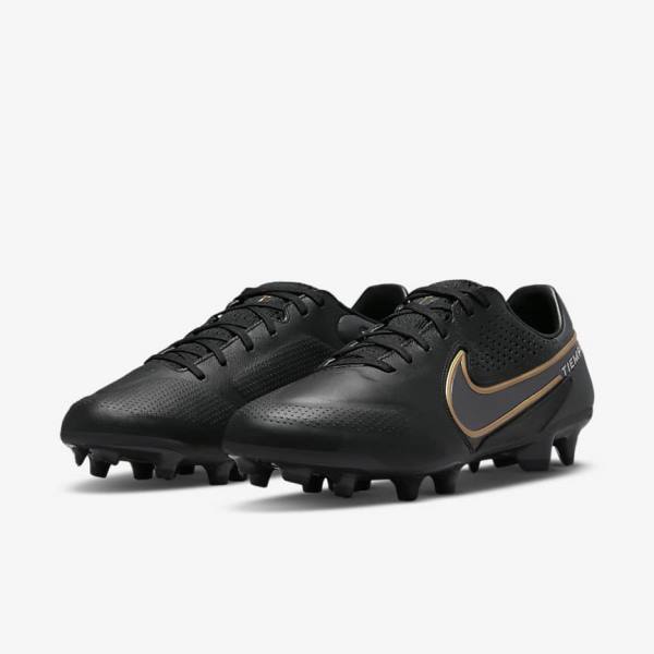 Nike Tiempo Legend 9 Pro FG Firm-Ground Naisten Jalkapallokengät Mustat Tummanharmaat Metal Kultaiset Metal Tummanharmaat | NK076XER