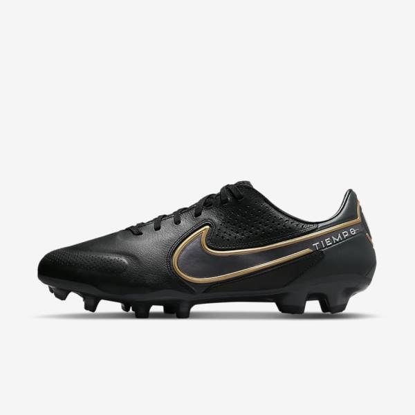 Nike Tiempo Legend 9 Pro FG Firm-Ground Naisten Jalkapallokengät Mustat Tummanharmaat Metal Kultaiset Metal Tummanharmaat | NK076XER