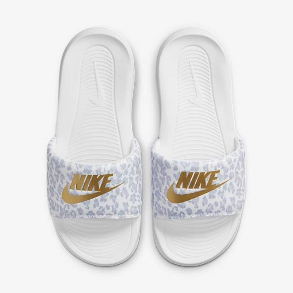 Nike Victori One Print Naisten Rantasandaalit Valkoinen Harmaat Platina Metal Kultaiset | NK916FCX