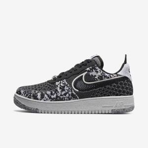 Nike Air Force 1 Crater Flyknit Next Nature Miesten Tennarit Mustat Valkoinen Platina Mustat | NK524AQN