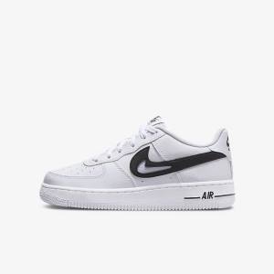 Nike Air Force 1 Older Lasten Tennarit Valkoinen Mustat | NK863KMJ