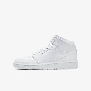 Nike Air Jordan 1 Mid Older Lasten Tennarit Valkoinen | NK036BEY