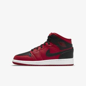 Nike Air Jordan 1 Mid Older Lasten Tennarit Punainen Valkoinen Mustat | NK789GXC