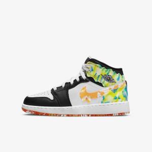 Nike Air Jordan 1 Mid SE Older Lasten Tennarit Mustat Oranssi Valkoinen | NK198ICX