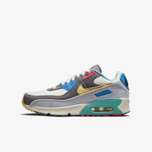 Nike Air Max 90 Older Lasten Tennarit Harmaat Pinkki | NK397HLU