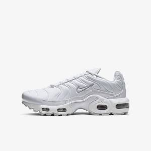 Nike Air Max Plus Older Lasten Tennarit Valkoinen Metal Hopea Valkoinen | NK092LDV