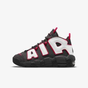 Nike Air More Uptempo Older Lasten Tennarit Harmaat Mustat Punainen Valkoinen | NK914NGD