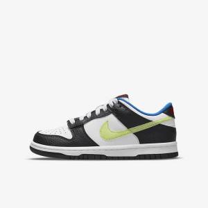 Nike Dunk Low Older Lasten Tennarit Valkoinen Mustat Sininen Vaaleansitruuna | NK402XZY