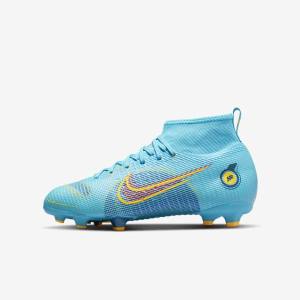 Nike Jr. Mercurial Superfly 8 Pro FG Younger and Older Firm-Grounds Lasten Jalkapallokengät Sininen Oranssi | NK365IPL