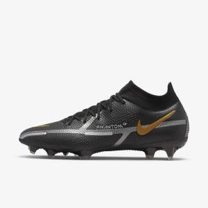 Nike Phantom GT2 Dynamic Fit Elite FG Firm-Ground Naisten Jalkapallokengät Mustat Metal Kultaiset Metal Hopea Metal Tummanharmaat | NK078PVU