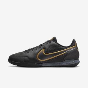 Nike React Tiempo Legend 9 Pro IC Indoor-Court Miesten Jalkapallokengät Mustat Tummanharmaat Metal Kultaiset Metal Tummanharmaat | NK295PLB