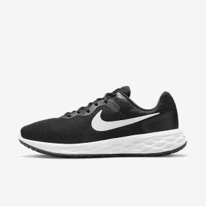 Nike Revolution 6 (Extra Leveät) Miesten Juoksukengät Mustat Harmaat Valkoinen | NK786AHM